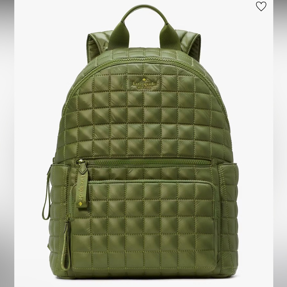 KATE SPADE NWT Green Camden Quilted Nylon Backpack